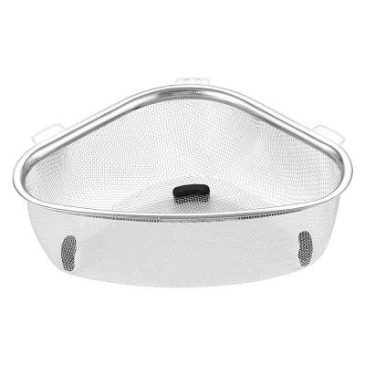 China Sink Triangle Drain Basket Stainless Steel Kitchen Residue Filter Net Basket Leak Wash Basket Storage Vegetable Shelf 033 for sale