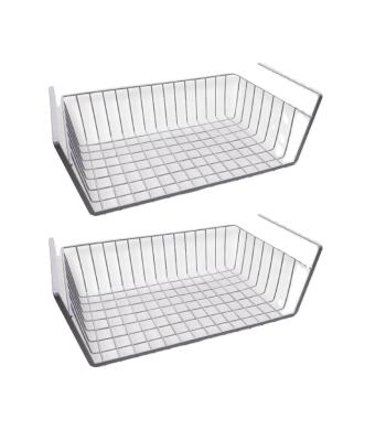 China 2-Pack Stored Under Shelf Metal Wire Storage Hanging Basket For Kitchen Office Office Bathroom Cabinet for sale