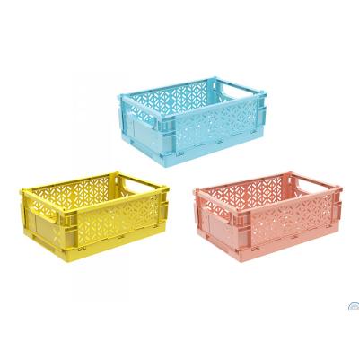 China Sustainable Collapsible Crates For Storage Plastic Fruit Vegetables Folding Crate Collapsible Basket (L) for sale