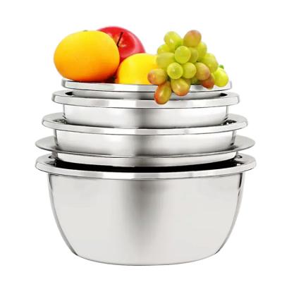 China Sustainable Kitchen Food Grade Accessories Mixing Salad Bowl Silicone Base Non-Slip Stainless Steel Salad Bowl for sale