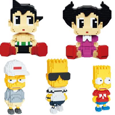 China Micro Constituent Toy Cartoon Collection Assembled Mighty Atom Astroboy Diamond Bricks Simpsoned Figures Building Block Toys For Children for sale