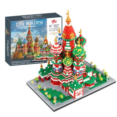 China Toy Children Gift Russia World Famous 3D Architecture Diamond Bricks Mini Building Blocks Model Toys Saint Basil's Cathedral for sale