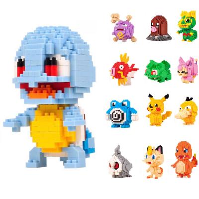 China Micro Building Blocks Toy LNO Cartoon Figures Pocket Monster Squirtle Charmander Diamond Mini Brick Pokemoned Figrues Toys for sale