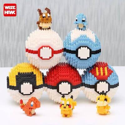 China Pokeballed Toys Magikarp Diamond Mini Brick Pokemoned Eevee Psyduck Micro Building Blocks Toy Cartoon Pocket Monster Figrues for sale