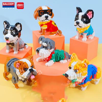 China Construction Toy New Micro Building Block Pampers Schnauzer Labrador Retriever Dog Model Husky Bulldog Balody Animal Mini Brick Toy For Kids for sale