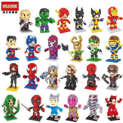 China Micro Building Block Toy 24 Type Super Heroes Spiderman Scarlet Witch Instant Death-pool Diamond Mini Brick Figrues Toys for sale