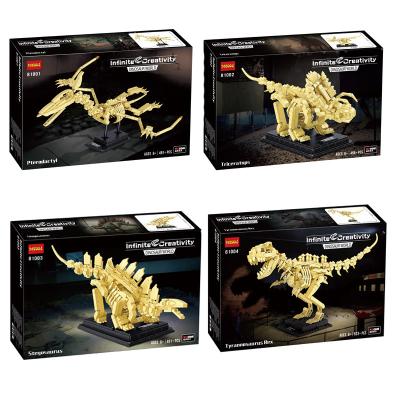 China Toy New Arrivals Plastic Jurassic Pterosaur Tyrannosaurus Rex Triceratops Building Blocks Dinosaur Skeleton Brick Toys For Children for sale