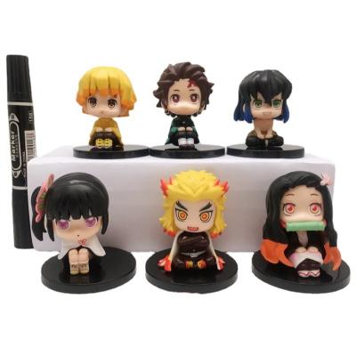 China PVC Figure Toys Kamado Tanjiro Figura Nezuko Nidouzi Inosuke Katana Dolls Demon Slayer Anime Action Toy High Quality 6pcs/lot Cartoon for sale