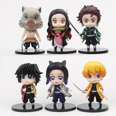 China Anime Action Numbers of Nezuko Nidouzi Inosuke Katana Set Dolls Demon Slayer PVC Toys Kamado Tanjiro Figura Cartoon Toy High Quality for sale