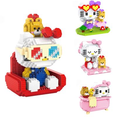 China Construction Toy DropShipping DIY Assembled Pink Cat Diamond Bricks Figures Kawaii Kitty Mini Building Blocks Christmas Gifts Toys For for sale