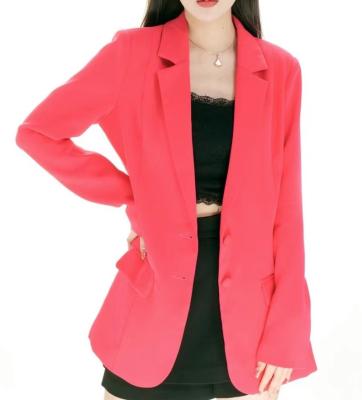 China New high quality Anti-wrinkle fashion women office suits business use fashion fuchsia single breasted causal jacket for sale