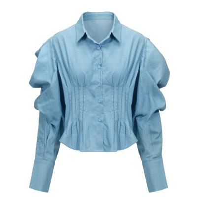 China New style 100 cotton anti-shrink women's fashion clothes button casual wear shirts OEM European and American blouses for sale