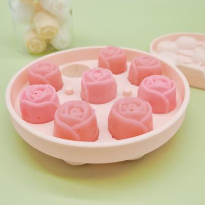 China Hot Selling Creative Viable Mini Ice Cube Tray Silicone Ice Maker Mold 9 Cavity Rose Peach Shapes Ice Tray With Removable Lid for sale