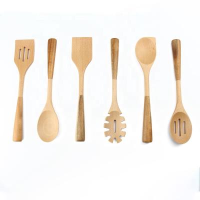 China 2021 New Design Sustainable Kitchen Tool Acacia Beech Wooden Spoon Kitchen Turner Wood Utensils For Cooking for sale