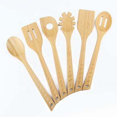 China Wholesale 6pcs Kitchen Sustainable Natural Wood Tool Spoons Spoons Bamboo Cookware Set for sale