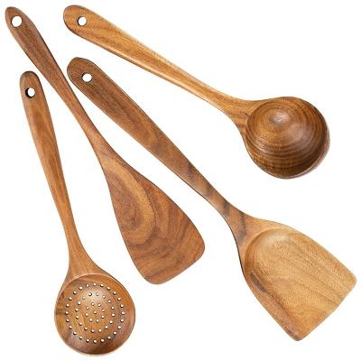 China Sustainable 4 PCS Kitchen Cooking Tools Acacia Wood Kitchen Utensils Set for sale