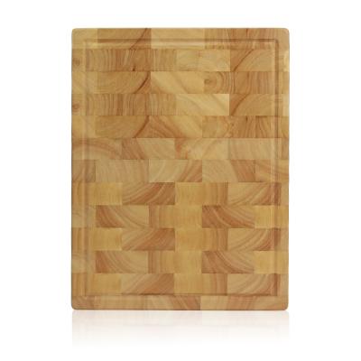 China Large End Viable Grain Thick Reversible Rubber Wooden Chopping Block Chopping Board Rubber Wood Chopping Board for sale