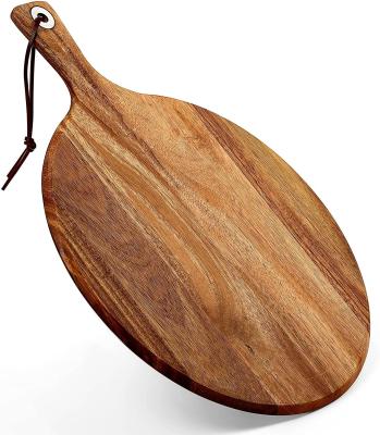 China Multifunctional Round Stocked 12 Inch Acacia Wood Pizza Cutting Board for sale