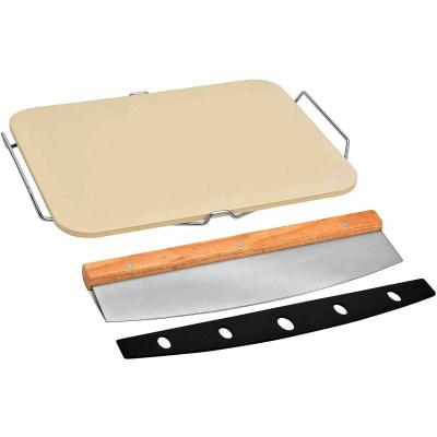 China Oven Pizza Serving Tray Stainless Steel Pizza Skin Wooden Pizza Cutting Board Viable Hot Selling Baking Set for sale