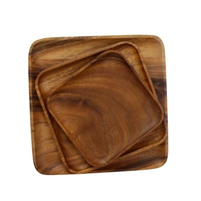 China Best Viable Selling Charcuterie Pan Square Wood Charger Acacia Dinner Plates for sale