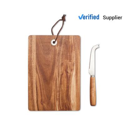 China Sustainable Factory 2 Pcs Cheese Spreader Set Acacia Wood Cheese Board Knife Set for sale