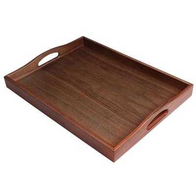 China Eco-Friendly Antibacterial Coffee Tea Warm Cup Tray Wooden Walnut Table Hotel Restaurant Wooden Serving Trays for sale