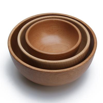 China Sustainable Wholesale Rustic Wooden Vegetable Fruit Bowls Wooden Salad Bowl for sale