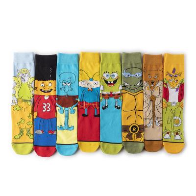 China Fashion Sporty Pi Combed Cotton Medium Length Tube Animation Skateboard Socks for sale