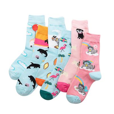 China Cotton Pi Factory Direct Sales Dolphin Flamingo Cat Cartoon Pattern Cotton Socks for sale