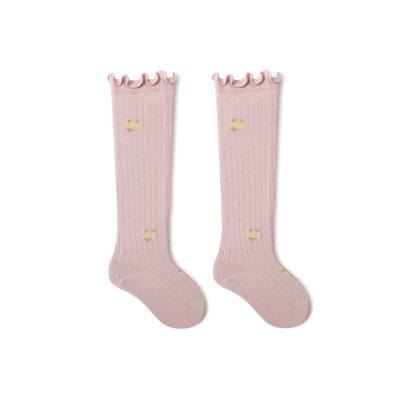 China Cotton Pi Combed High Cotton Stockings Floral Loose Mouth Newborn Baby Unstrangled Leg Socks for sale