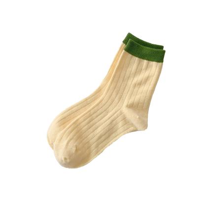 China Popular Cotton Pi Medium Tube Stripe Candy Color Pile Soft Cotton Straight Socks for sale