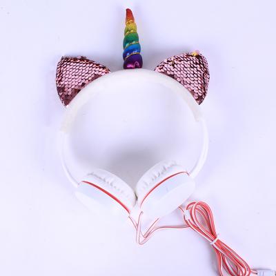 China 2019 NEW Custom Headband Children Christmas Gift Earphone Cartoon Unicorn Cable Headphones Lovely for sale