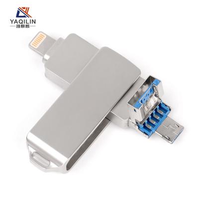 China New mobile U disk USB flash drive rotating flash IOS Android/computer usb flash drive three with high-speed expansion rotary USB gift customization for sale