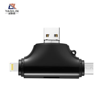 China Direct Business Manufacturers IOS / Android /Type-C / USB Four-Port Multi-in-One TF /SD Card OTG Mobile Card Reader for sale