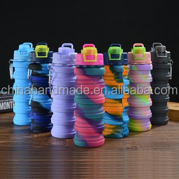 China Sport Folding Bottle 500ml Cross-Country Bicycle Cup Food Grade Outdoor Sustainable Riding Camouflage Colored Drinking Bottle High for sale