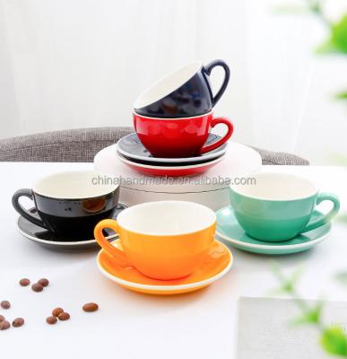 China Viable Dish Colored Cup and Saucer LOGO Customize Welcomed Factory Dereactly Sale Coffee Cups Saucer Sets Tea Cup for sale