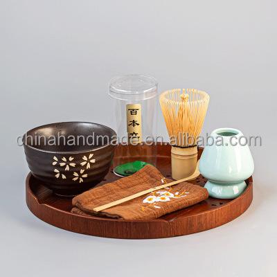 China Minimalist Matcha Gift Box Tea Set Pottery Bowl With Tray Bamboo WhiskJapanese Tea Custom Items Asian Zen Healthy Tea Cup Hotel Customized for sale