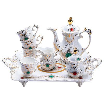 China Sustainable High Quality Teapot Set Ceramic British Coffee Table Set Classy Tableware With Tray European Style Tea Set Porcelain for sale