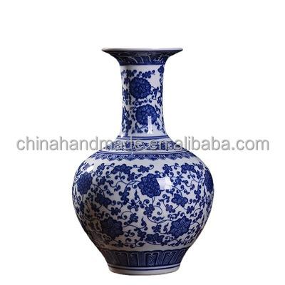 China (1300 degrees) high temperature fired ceramic pot China in 2022 24 47 blue and white transparent flower craft style Chinese ceramic vase popular packing age for sale