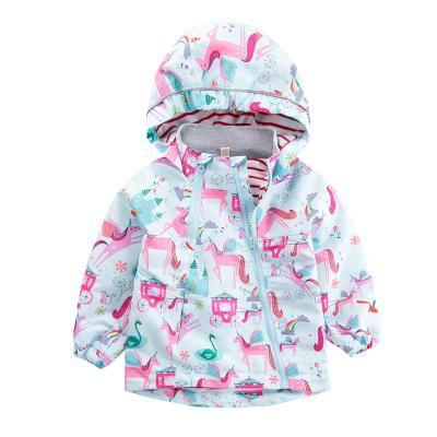 China Unicorn Baby Girl Fashion Jacket Winter Anti-Shrink Blue Waterproof Striped Coating Coat for sale