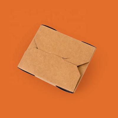 China 2023 Button Box Recyclable Kraft Paper Lunch Boxes Wholesale Disposable Eco-friendly Biodegradable Paper Kraft Foldable Salad Box for sale