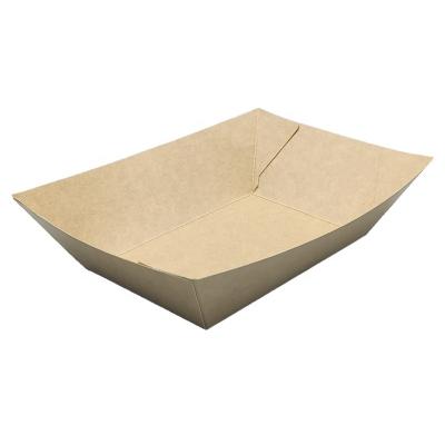 China Recyclable Wrapping Paper Food Snack Tray Disposable Eco-Friendly Paper Packing Food Ship Tray Snack Fast Food Paper Boat Tray For Sale for sale