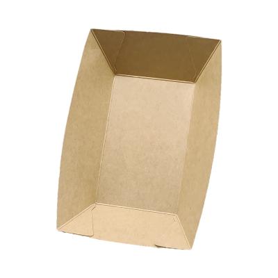 China Recyclable Kraft Paper Food Packaging Boat Fries Tray Disposable Fast Food Customized Fried Chicken Snack Paper Boat Tray Box for sale