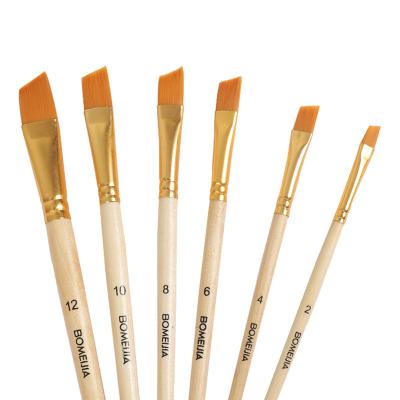 China Chinese Ancient Inscription Brush Haihui Copper Olive Round Shape Acrylic Oil Drawing Nylon Hair Wooden Handle Rod Watercolor Gouache Paint Brush For Art Student for sale