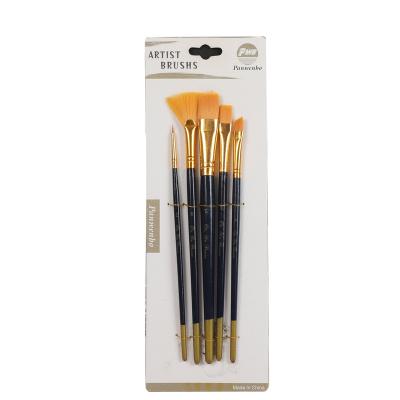 China Chinese Haihui Ancient Inscription Brush 6 Pcs Nylon Hair Copper Tube Paint Brushes Wood Handle Watercolor Oil Brush Set For Artist for sale