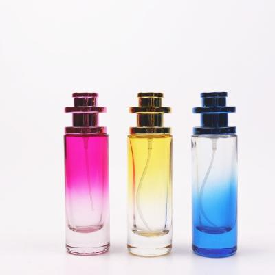 China Cosmetic Free Sample luxury colorful empty Spray bottle 30ML perfume glass bottle with unique plastic cap for sale