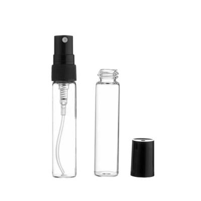 China Non Spill 5ml 8ml 10ml Clear Tube Empty Vials Perfume Spray Glass Bottles with Dustcap for sale