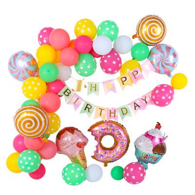 China Eco-friendly Ice Cream Lollipop Donuts Foil Balloon Latex Balloons Decorations Supplies For Summer Kids Party for sale