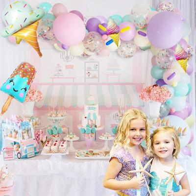 China Eco-Friendly Ice Cream Theme Party Balloons Arch Garland Kit Decorations for Summer Kids Birthday Baby Shower Party Supplies for sale