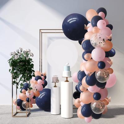 China Eco Friendly Balloon Garland Kit Navy Blue and Rose Gold Balloon Arch Navy Blue Kit with Rose Gold Butterfly for sale